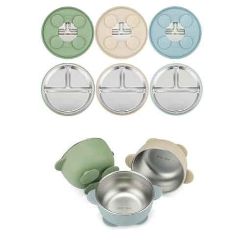 PandaEar Stainless Steel Baby Suction Plate & Bowls