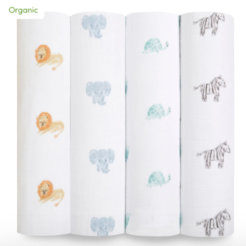 aden + anais | Animal Kingdom Organic Muslin Swaddle Blanket 4pk