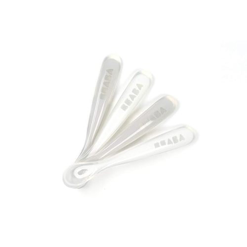 Cloud, BEABA First Stage Baby Feeding Spoon Set, THE ORIGINAL Soft Tip Silicone Spoons for Babies, Gum Friendly BPA Lead Phthalate and Plastic Free, Great Gift Set (4 Pack)