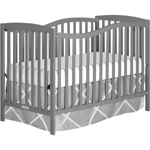 Dream On Me Chelsea 5-in-1 Convertible Full-Size Baby Crib in Steel Grey, GreenGuard Gold & JPMA, Pinewood, 4 Mattress Heights, Converts to Toddler, Day & Full-Size Bed, Modern Classic Nursery