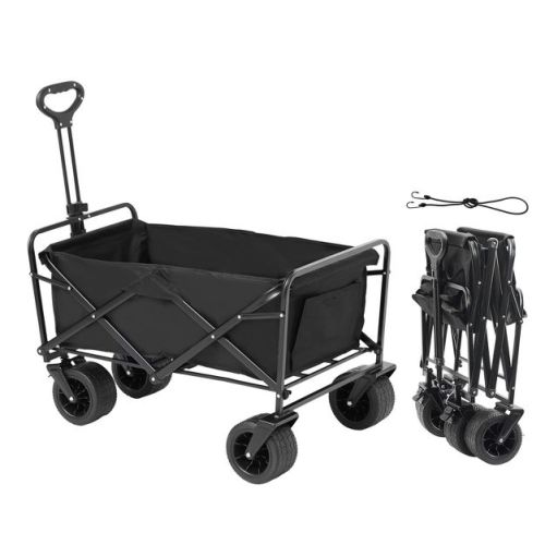VEVOR Collapsible Folding Wagon, 3 cu.ft Beach Wagon Cart,Heavy Duty Folding Wagon Cart 350 lbs Weight Capacity for Camping, Shopping, Garden