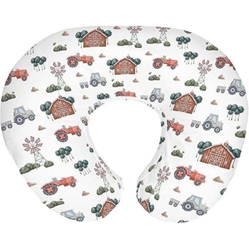 Boho Farm Life Baby Nursing Pillow Covers for Boy Girl Tractor Barn Trees Meadow Nursing Pillow Slipcover for Breastfeeding Pillows Farmyard Soft Stretchy Removable Covers for Newborn Infant