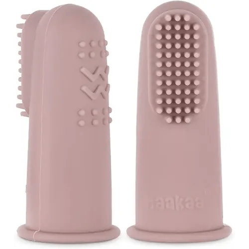 haakaa Silicone Baby Finger Toothbrush, Oral Care for Infants&Babies&Toddlers&Kids, Soft Food Grade Silicone, 0 Months+, 2 Pack, Blush