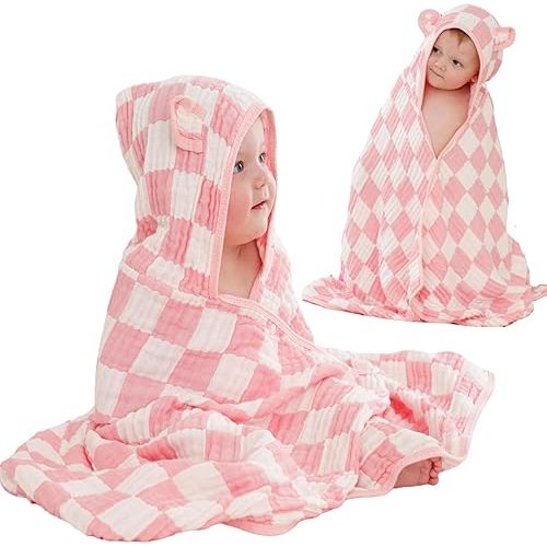 Ultra-Soft Muslin Toddler Hooded Towel - 55 x 28 Inches, Ideal for Bath & Beach, Suitable for Both Boys & Girls from Newborns to Toddlers