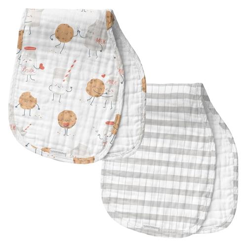 Stephen Joseph, Muslin Baby Burp Cloths, 2-Pack 100% Cotton, Burp Cloth for Baby Boys and Girls, Milk and Cookies