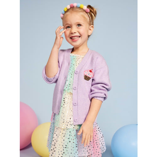 SoSoft Birthday Embroidered Cardigan Sweater for Toddler Girls