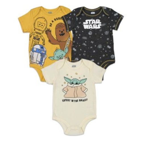 Baby Boys Yoda R2-D2 Chewbacca 3 Pack Bodysuits