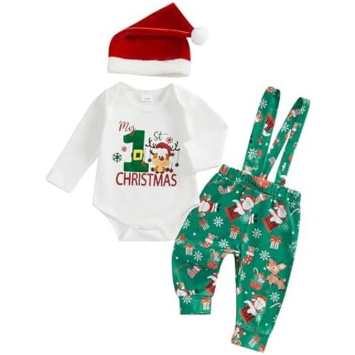 St Patricks Day Baby Boy Outfit My 1st St. Patricks Day Romper Onesie Suspender Pants Set With Beanie Hat