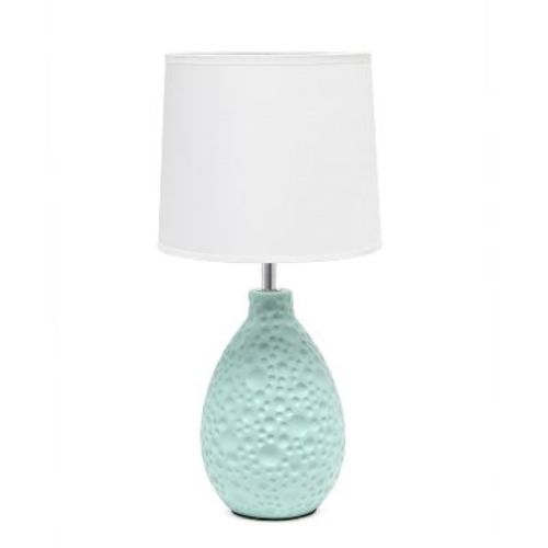 Simple Designs Textured Stucco Ceramic Oval Table Lamp Blue: Modern Bedside Lighting, Etl Listed, No Assembly Required