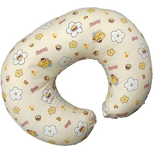 Nursing Pillow, Breastfeeding Pillows with Standard Size Removable Cover, Breast Feeding Pillow with Breathable Filling, Ergonomic Nursing Essentials for Bottle and Breastfeeding- Bee Yellow
