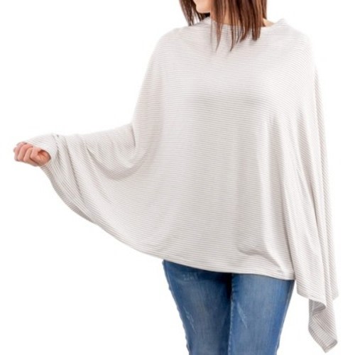 WeeSprout Nursing Cover for Breastfeeding, Soft & Breathable Nursing Cover - Grey Stripe