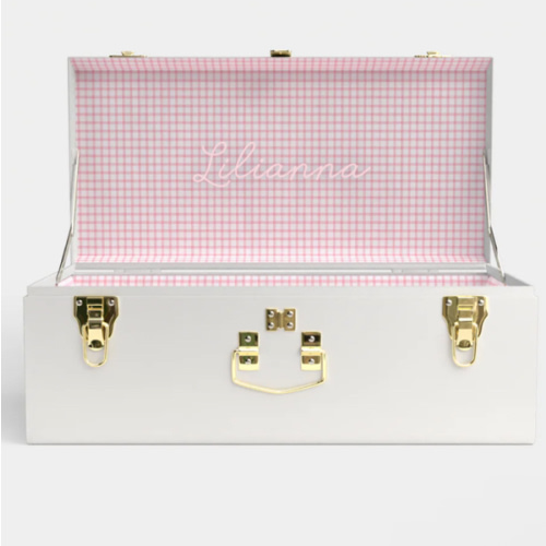 Petite Trunk - White - Picnic in Pink / Embroidery