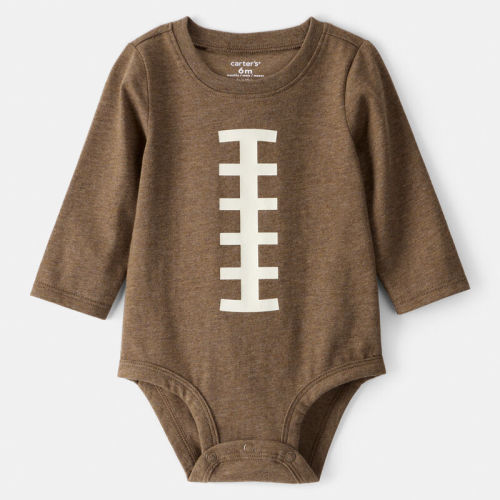 Brown Baby Boy Football Long-Sleeve Graphic Bodysuit - Brown | Carter’s Oshkosh Canada