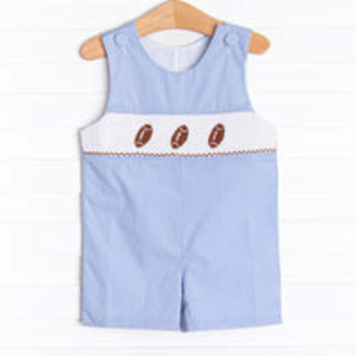 Fall Football Smocked Jon Jon, Blue – Stitchy Fish