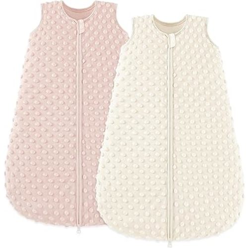 Bearmoss Baby Sleep Sack 1.5 TOG Wearable Blanket Fleece Dot Swaddle Sleeping Sack for Baby Girl Boy Newborn