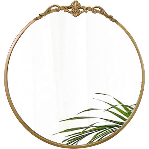 Round Gold Mirror 24.5in Ornate Golden Antique Mirror Large Circle Vintage Mirrors for Wall Decor, Metal Frame Wall Decorative Mirrors for Bathroom, Living Room, Bedroom Vanity, Entryway