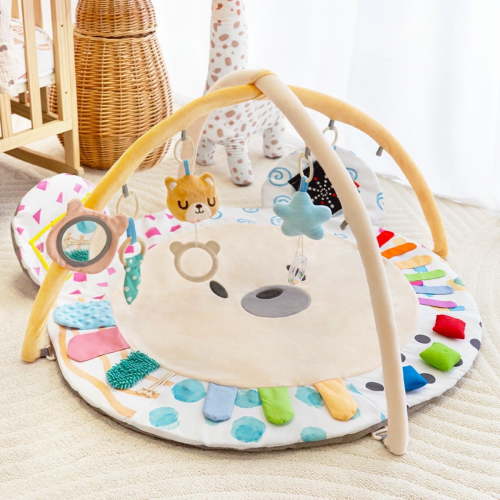 Beavtaens Baby Gym Play Mat, Large Mat with 5 Sensory Zones, 4-in-1 Tummy Time for Infants 0-18M