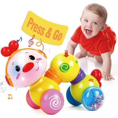 Amazon.com: CubicFun Baby Toys for 6-12 Months, Musical, Light-Up, Press and Go Crawling Toy Toddler Tummy Time Toy for Boys & Girls : Toys & Games