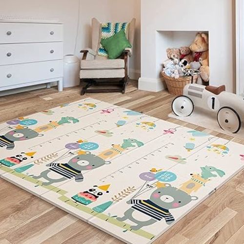 UANLAUO Foldable Baby Play Mat, Extra Large Waterproof Activity Playmats for Babies,Toddlers, Infants, Play & Tummy Time, Foam Baby Mat for Floor with Travel Bag