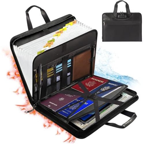 Fireproof Document Organizer with Lock for Important Documents