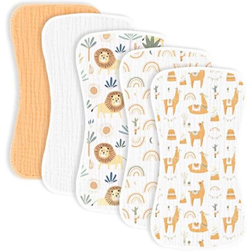 MairMore 5 Pack Muslin Baby Burp Cloths- Neutral Muslin Burping Cloths for Baby Boys Girls and Newborn Towel, Unisex- Large Absorbent Burp Cloths-20 x10 Inches