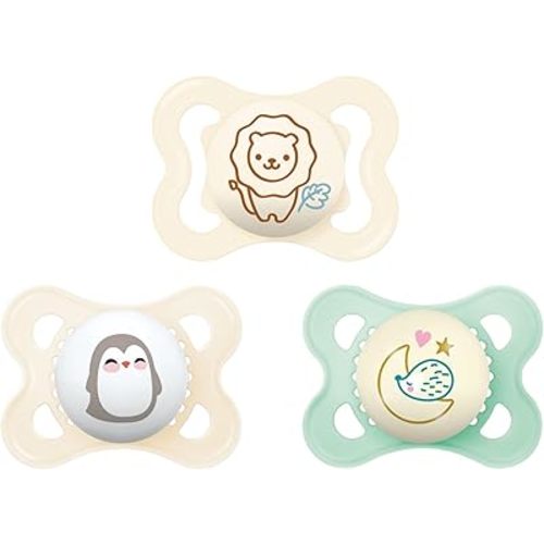 MAM Variety Pack Baby Pacifier, Includes 3 Types of Pacifiers, Nipple Shape Helps Promote Healthy Oral Development,0-6 Months, Unisex, 3 Count (Pack of 1)