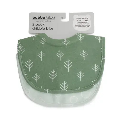 Bubba Blue Dribble Bib Forest / Avocado 2Pk | Baby Bunting AU