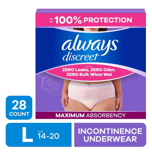 Always Discreet - Reimagined Adult Diapers for Women Size L, 28 Count