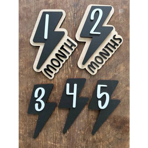 bolt milestone photo prop, baby boy milestone photo prop, monthly milestone photo prop