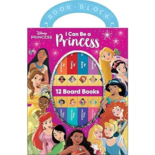 Disney Princess - I Can Be Princess My First Library Board Book Block 12-Book Set Teaches Positive Traits Like Caring, Friendliness, Curiosity, and More! - PI Kids