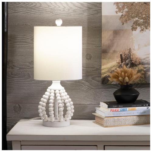 White Farmhouse Beaded Open Table Lamp