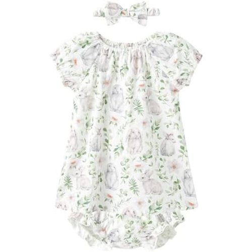 pureborn Baby Toddler Girl Dress with Bloomer Short and Long Sleeve Playwear Dress with Diaper Cover (0-3mos)