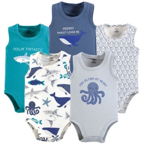 Touched by Nature Boys Organic Cotton Bodysuits, Mystic Sea, Size: 12-18 months