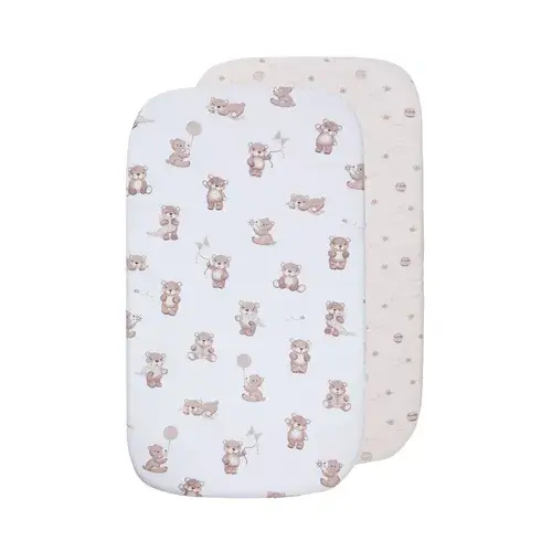 Living Textiles 2 Pack Fitted Sheet Bedside Sleeper Cuddly Bear | Baby Bunting AU