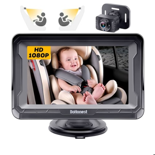 DoHonest Baby Car Camera HD 1080P - Rear-Facing Car Baby Monitor with Night Vision, Adjustable View Angle, Easy Setup, Anti-Glare Display, Safety for Kids & Infants
