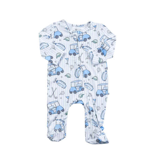 Zipper Footie in Caddie Crew Blue | Caden Lane
