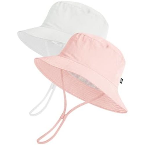 Toddler Bucket Hats UPF 50+ Baby Sun Hat Adjustable Kids Sun Protection Summer Hat Wide Brim Beach Hat for Boys Girls 0-6Y