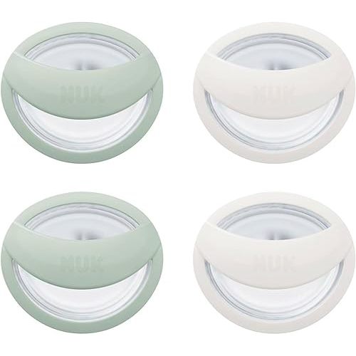 NUK Perfect Match Silicone Pacifier, 4 Pack, for Ages 0-6m, Green & White
