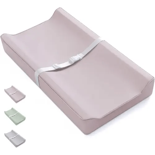 Blissful Diary Vegan Leather Baby Changing Pad with Waterproof & Wipe-Clean PU Cover, Standard Size Cozy Diaper Changing Pad for Dresser and Table, Taupe