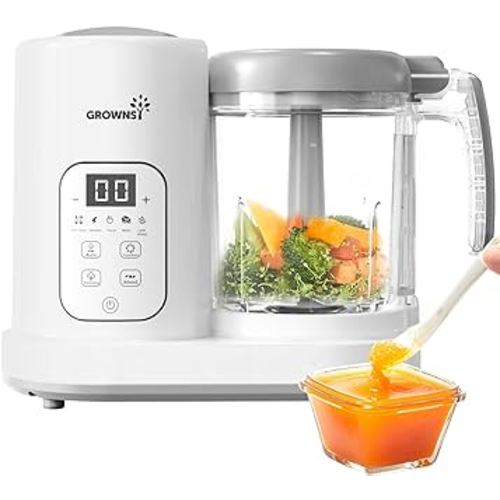 GROWNSY Baby Food Maker | Baby food Processor | All-in-One Baby Food Puree Blender Steamer Grinder Mills Machine Auto Cooking & Grinding with Self Cleans Touch Screen LCD Display, BPA Free