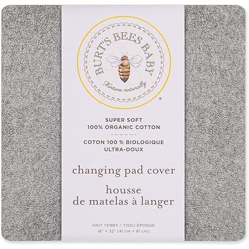 Burt's Bees Baby - Changing Pad Cover, 100% Organic Cotton Changing Pad Liner for Standard 16" x 32" Baby Changing Mats