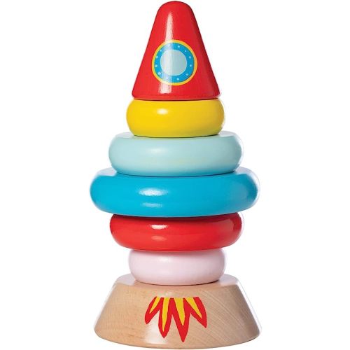 Manhattan Toy Stacker Rocket Baby and Toddler 7 Piece Magnetic Wooden Stacking Toy Set