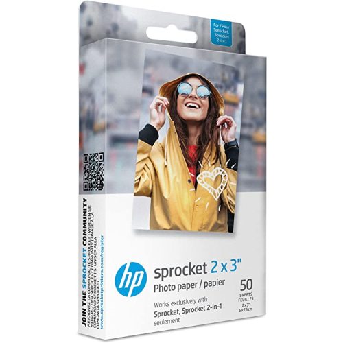 HP Sprocket 2x3" Premium Zink Sticky Back Photo Paper (50 Sheets) Compatible with HP Sprocket Photo Printers