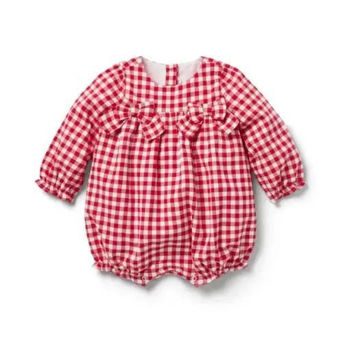 Newborn Bradbury Red Gingham Baby Gingham Bow Romper by Janie and Jack