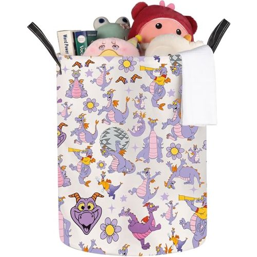 JNIAP Figment Laundry Baskets Figment Lover Gifts Figment Dragon Storage Basket Figment Laundry Hampers Figment Merchandise (Purple Heart LB)