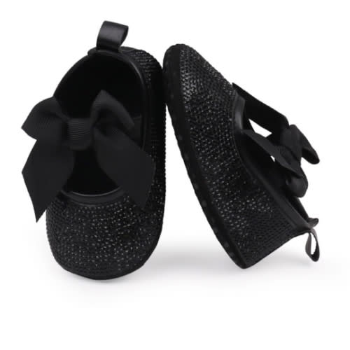 WISREMT Newborn Baby Girl Princess Shoes Sparkly Flats Ballet Shoes Soft Sole Prewalker Lightweight Crib Shoes Infant First Walking Shoes