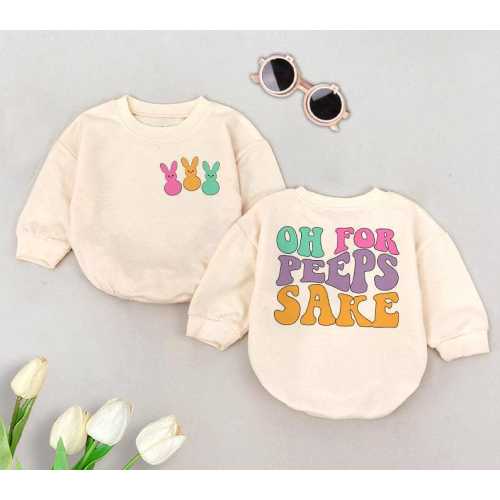 Oh For Peeps Sake Romper, Happy Easter Baby Shower, Gift for Kids, Bunny Romper, Easter Egg Bodysuit, Cute Baby Gift, Infant Clothing