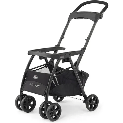 Chicco KeyFit Caddy Frame Stroller, Accepts All Chicco Infant Car Seats, Adjustable Handle, Parent Tray | Black/Black
