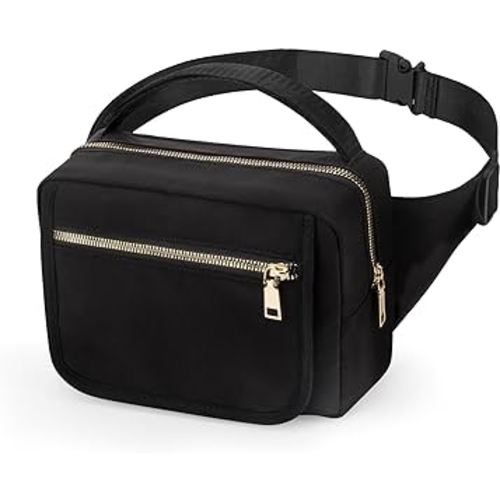 printe Small Diaper Bag with Portable Changing Pad, Crossbody Diaper Bag Pack with Wipes Pocket, Women Waist Bag for Travel, Stroller Diaper Bag, Black Large