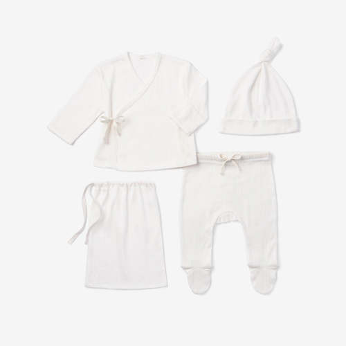 White Organic Cotton Pointelle Layette Gift Set